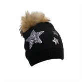 Hat-fur pom-pom star tone in tone